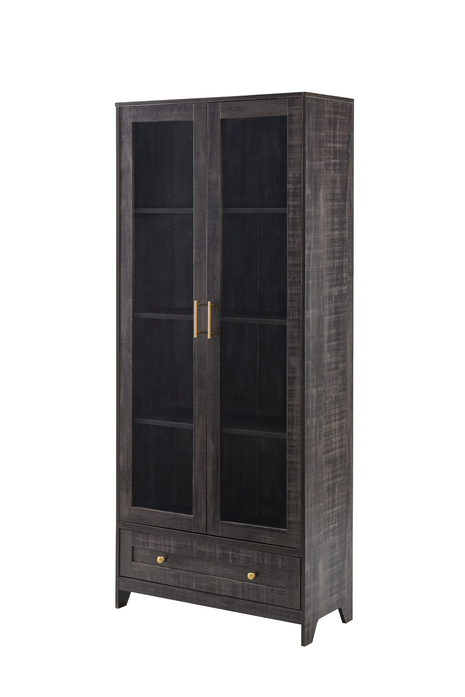 Home Source Display Storage Cabinet in Black with Glass Doors | Amazon (US)