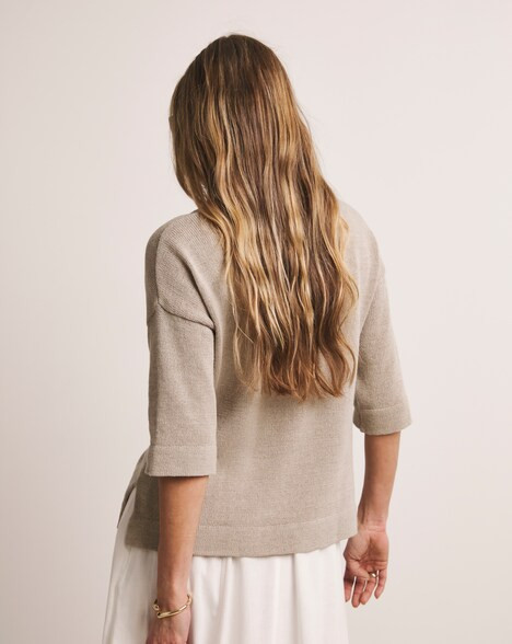 Anthology Stone Linen Mix Short Sleeve Jumper | JD Williams (UK)