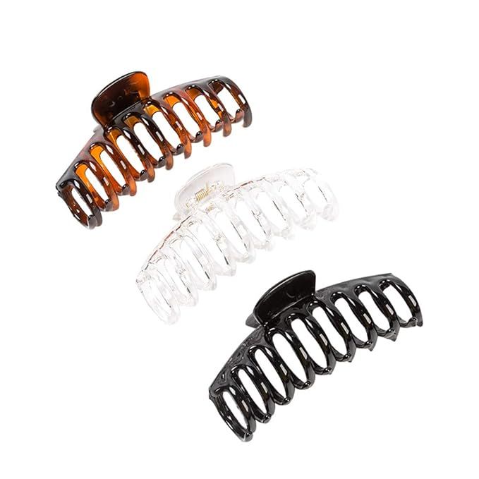 Kitiin Strong hold hair claw clips for women thick hair, 3 counts in set of black/tortoise shell ... | Amazon (US)