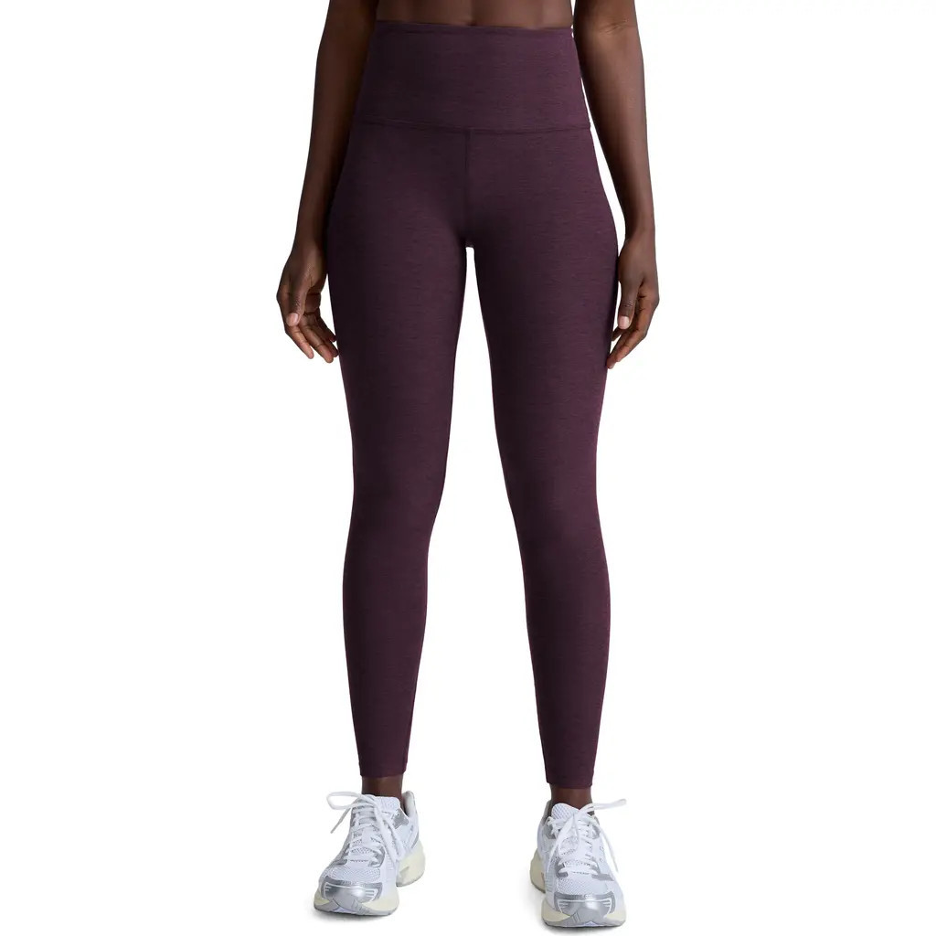 Beyond Yoga Caught in the Midi High Waist Leggings in Eggplant Purple Heather at Nordstrom, Size X-Large | Nordstrom