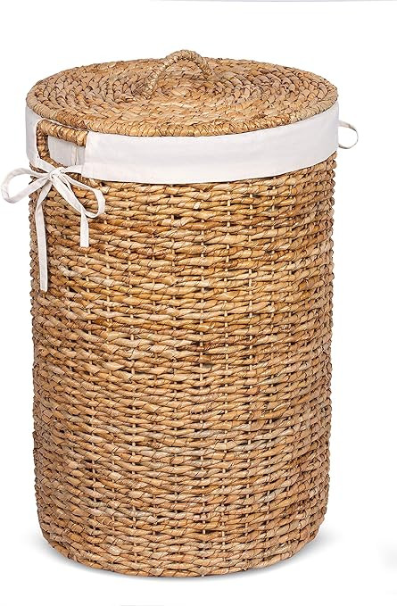 BirdRock Home Seagrass Laundry Hamper with Liner - Round Clothes Bin with Lid - Organize Laundry ... | Amazon (US)