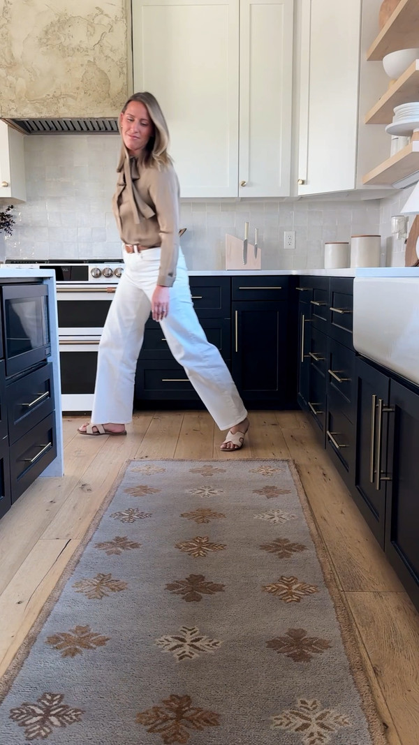 Added the coziest touch to our kitchen with this new rug from quince Soft, durable…