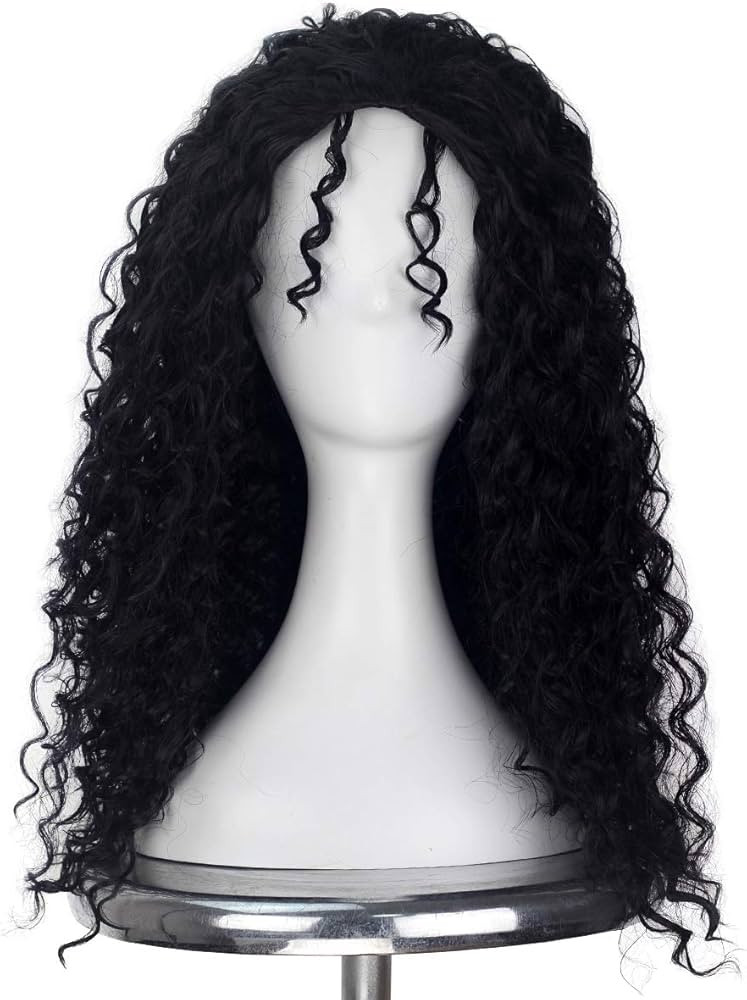 Miss U Hair Women Classic Long Afro Curly Witch Cosplay Costume Wig Punk Lolita Wig (Black) | Amazon (US)