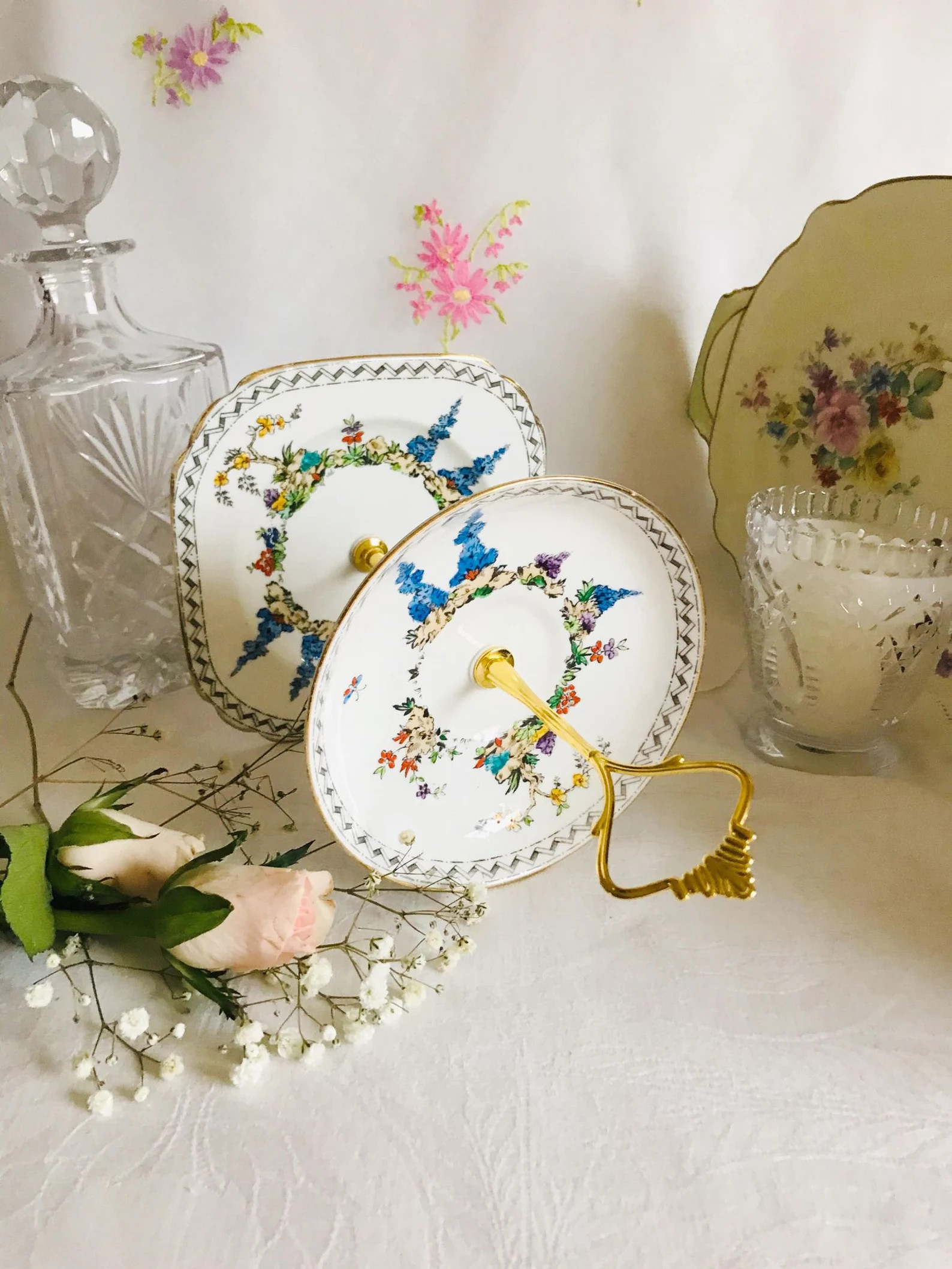 Vintage 2 Tier Handcrafted Tuscan China Bon Bon/Macaroon | Etsy | Etsy (US)