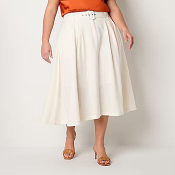 new!Worthington Womens Mid Rise Midi Pleated Skirt Plus | JCPenney