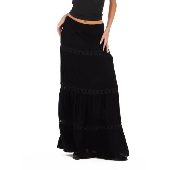 Forever 21 Women's Tiered Lace Maxi Skirt, Sizes XS-XL | Walmart (US)