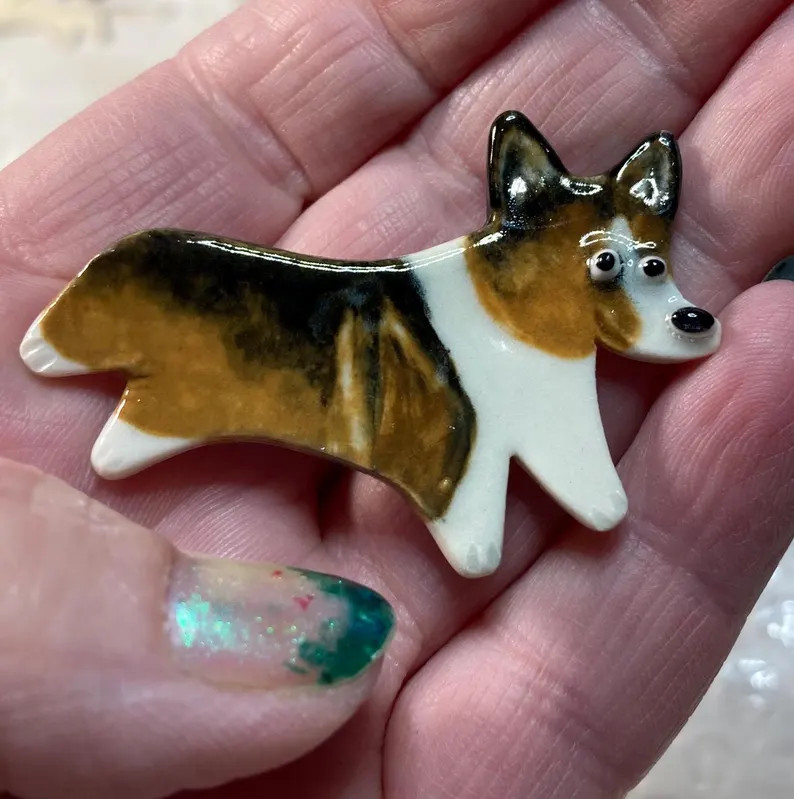 Pembroke Welsh Corgi Handmade Porcelain Ceramic Tile, Magnet, Pin or Ornament Tell Me Your Choice... | Etsy (US)