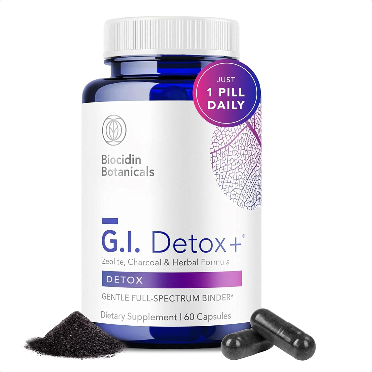 G.I. Detox+ Gentle Binder by Biocidin - Gut Health Intestinal Cleanse with Charcoal, Zeolite & Aloe - Assists in Toxin & Biofilm Removal, May Reduce Bloating & Gas (60 GI Detox Capsules) | Amazon (US)