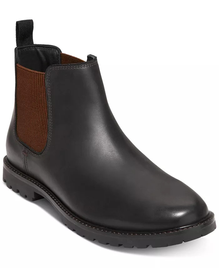 Men's Midland Leather Water-Resistant Pull-On Lug Sole Chelsea Boots | Macy's