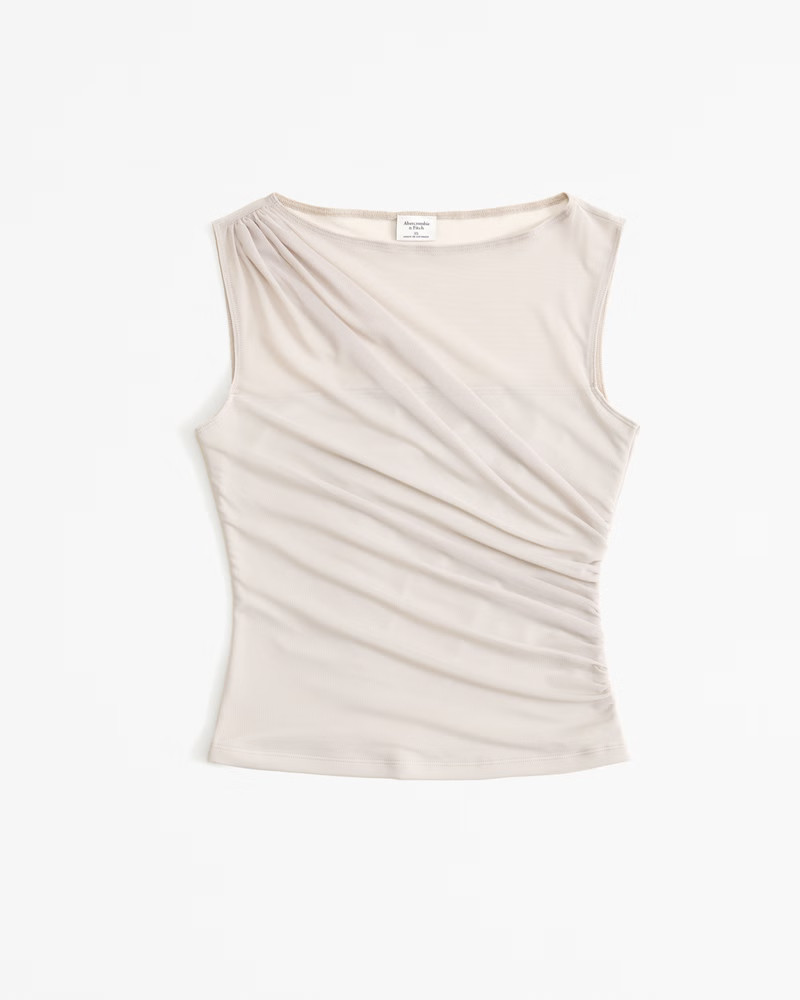 Mesh Draped Slash Top | Abercrombie & Fitch (US)
