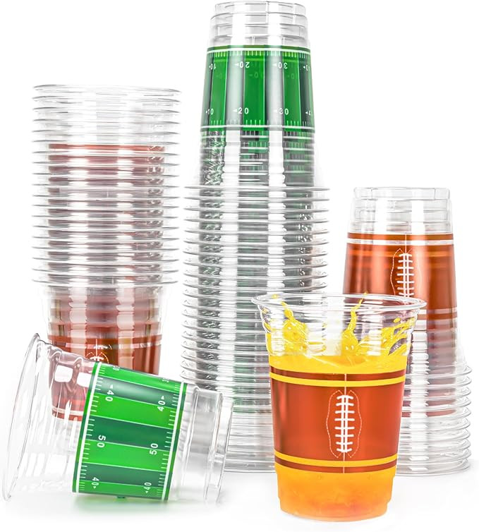 Football Cups, 16 oz Football Plastic Cups Football Disposable Cups Tailgate Events Drinkware Dec... | Amazon (US)