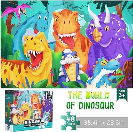 Jumbo Floor Puzzle for Kids Dinosaur Jigsaw Large Puzzles 48 Piece Ages 3-6 for Toddler Children ... | Amazon (US)