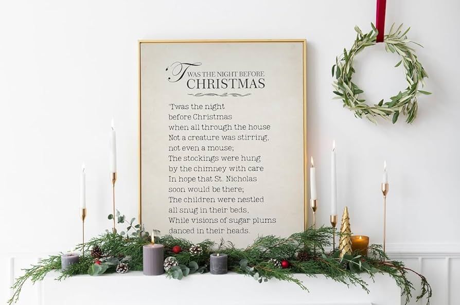 Twas the Night Before Christmas Posters Print Poster Vintage Book Page Wall Art Canvas Artwork Wa... | Amazon (US)