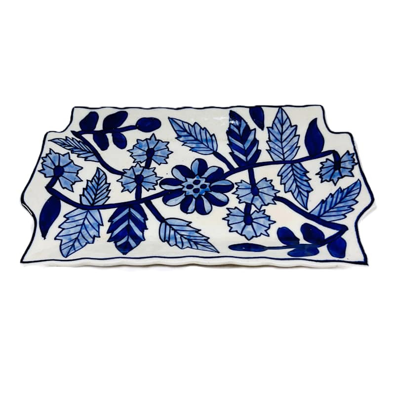 Blue Floral Trinket Tray, 10x7 | At Home