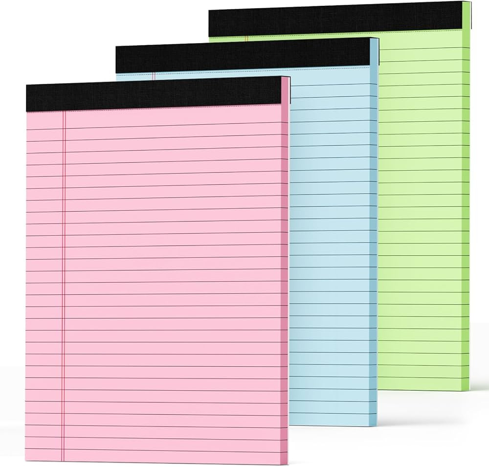 Legal Pads 8.5 x 11 Colored Note Pads 8.5 x 11, 3 Pack Notepads 8.5 x 11, Pink Notepad 8.5 x 11 L... | Amazon (US)