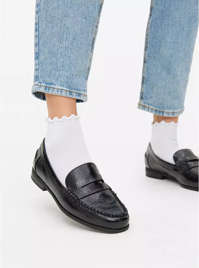 Black Crackle Patent Loafers  5 | Tu Clothing