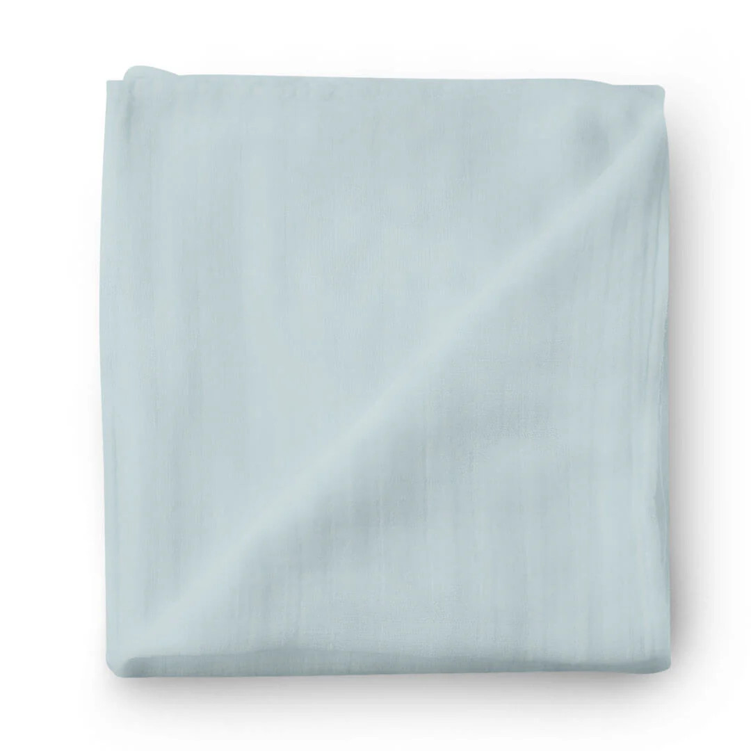 Solid Light Dusty Blue Bamboo Knit Swaddle Blanket | Caden Lane
