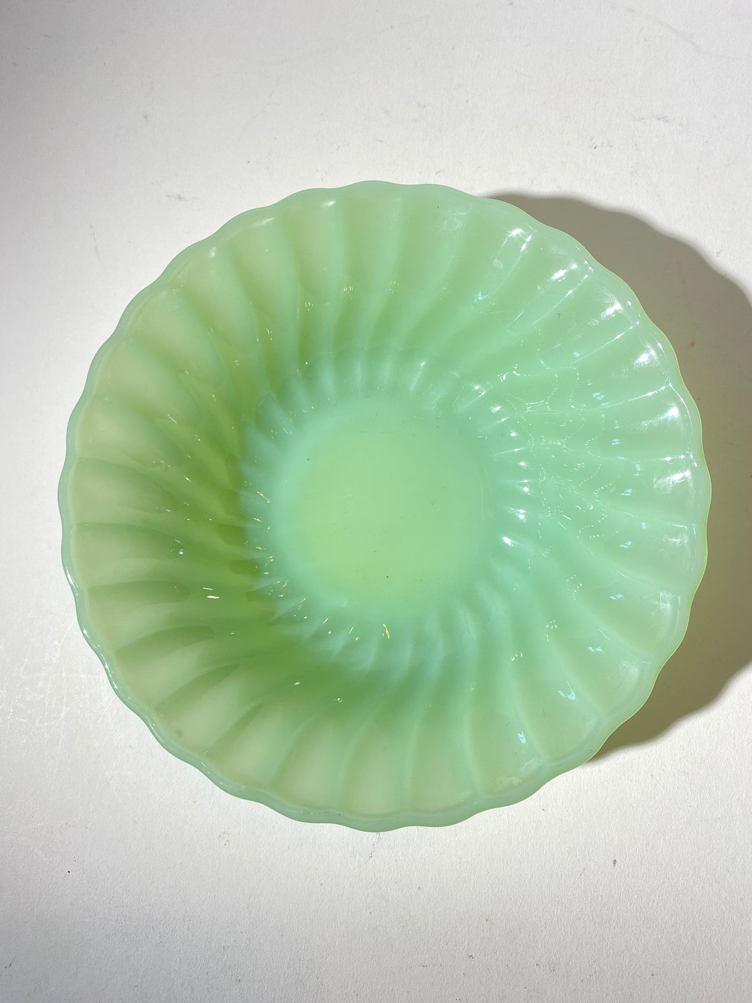 Vintage Jadeite Jadite Anchor Hocking Swirl bowl 6 1/4  Inch Midcentury Scalloped Fire King bowl ... | Etsy (US)