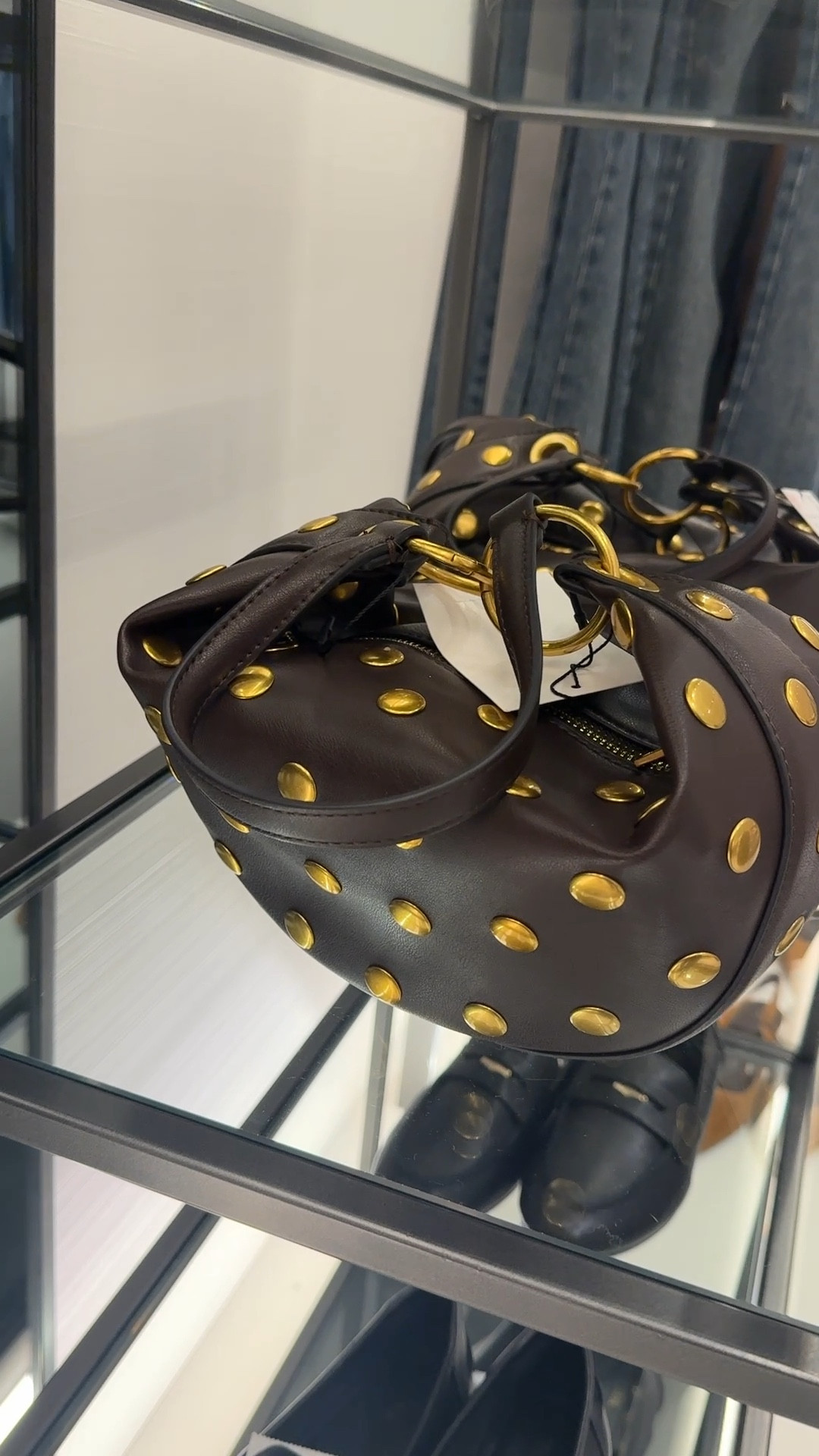 Brown studded mini handbag! 