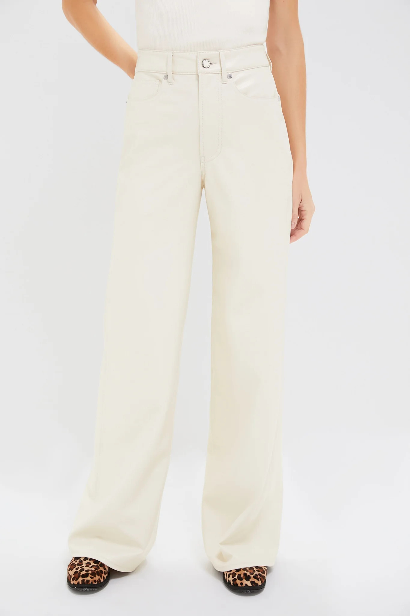 Ecru Vegan Leather Taylor High Rise Wide Leg | Tuckernuck (US)
