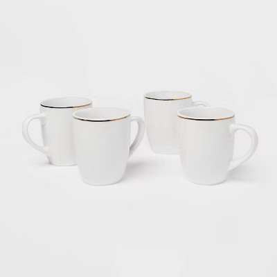 14oz 4pk Stoneware Mugs Gold - Threshold™ | Target