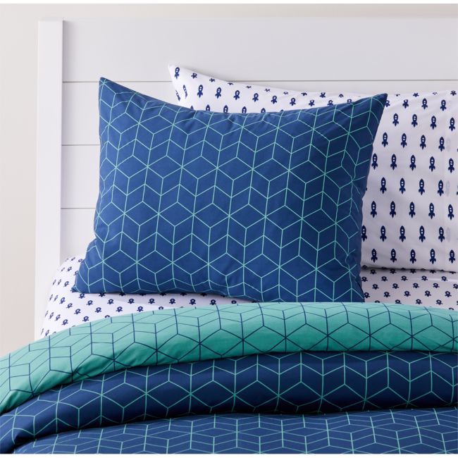 Organic Geo Tile Dark Blue Pillow Sham | Crate & Barrel