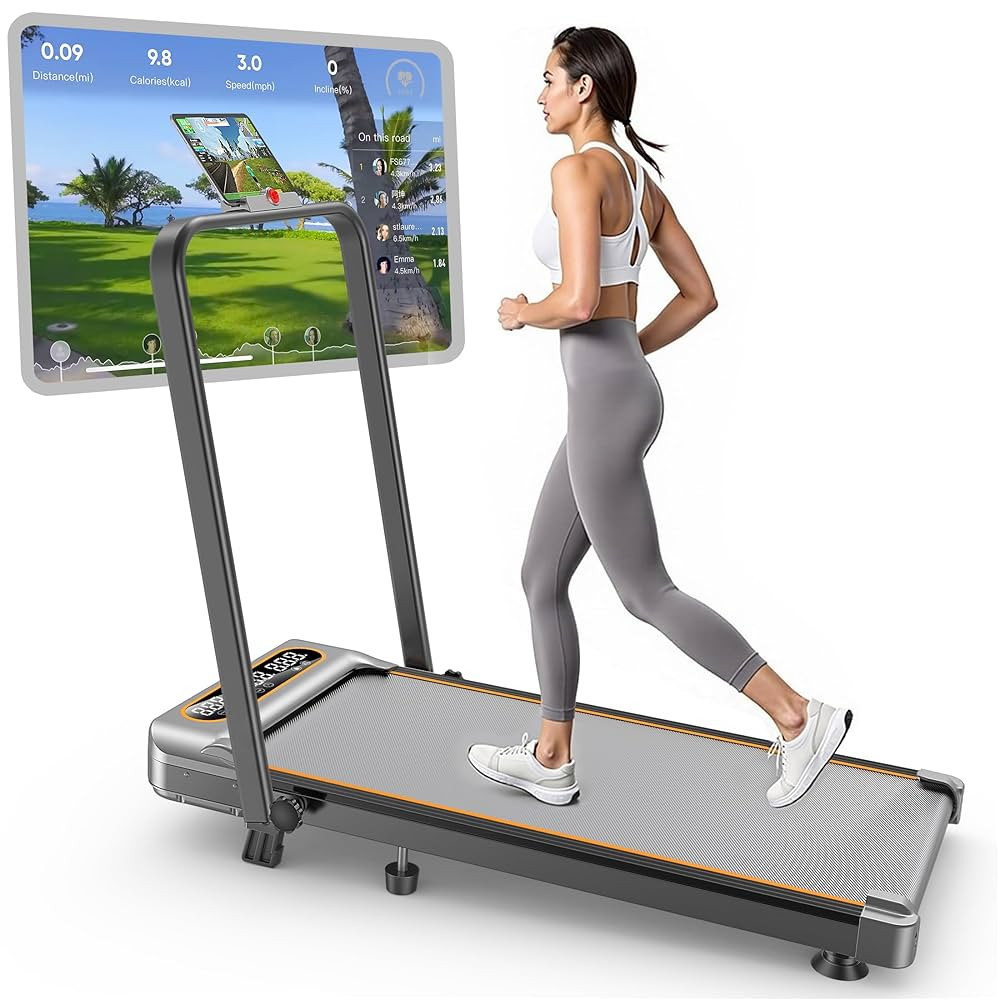Foldable Treadmill with 8% Incline, Upgrade 3.5HP Low Noise Walking Pad Treadmill with Handle Bar... | Amazon (US)