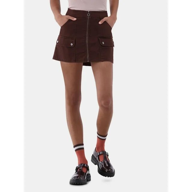 No Boundaries Zip Cargo Skirt, Women's | Walmart (US)