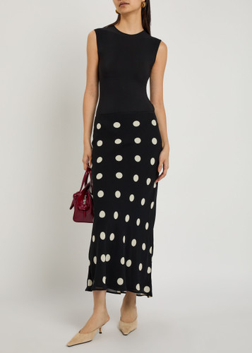 Layla polka dot georgette midi skirt | Harvey Nichols