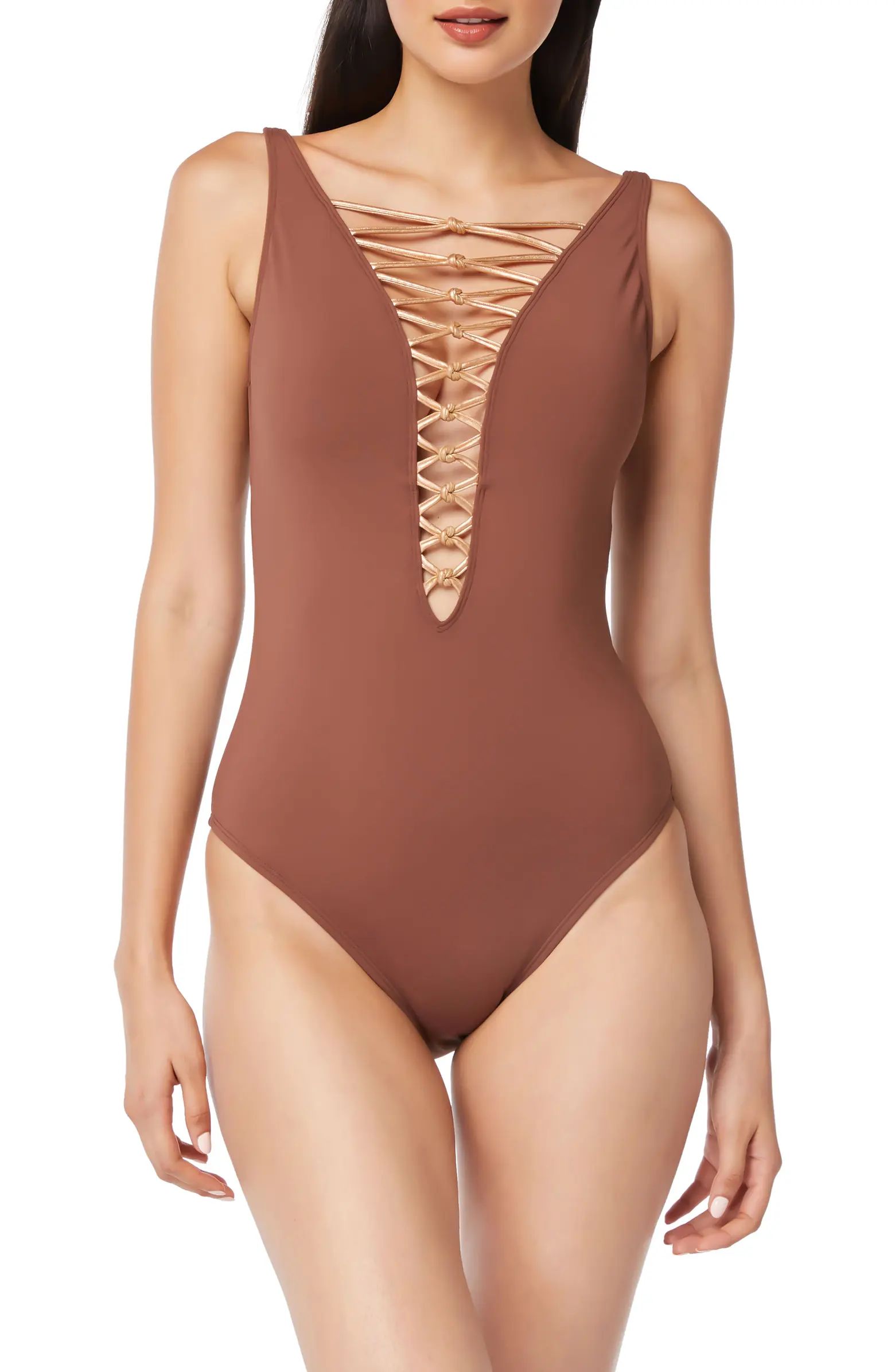 BLEU by Rod Beattie Let's Get Knotty Lace Down One-Piece Swimsuit | Nordstrom | Nordstrom