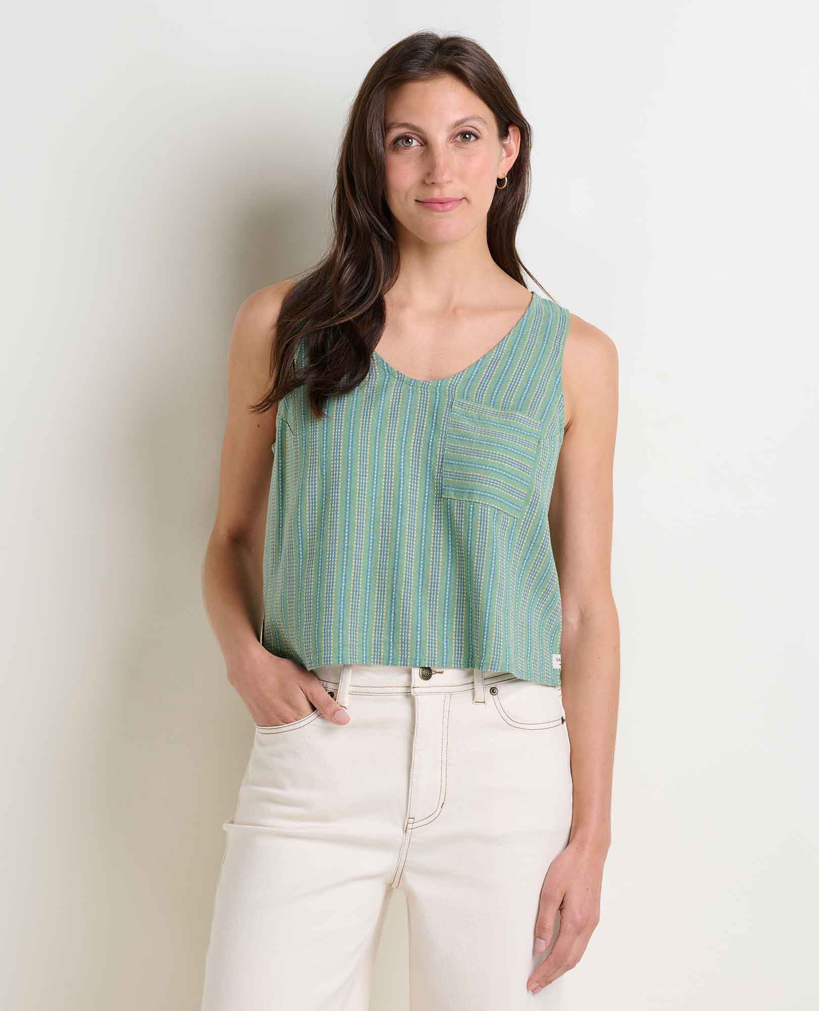Taj Hemp Button Back Tank II Sagebrush Dobby / XS | Toad&Co