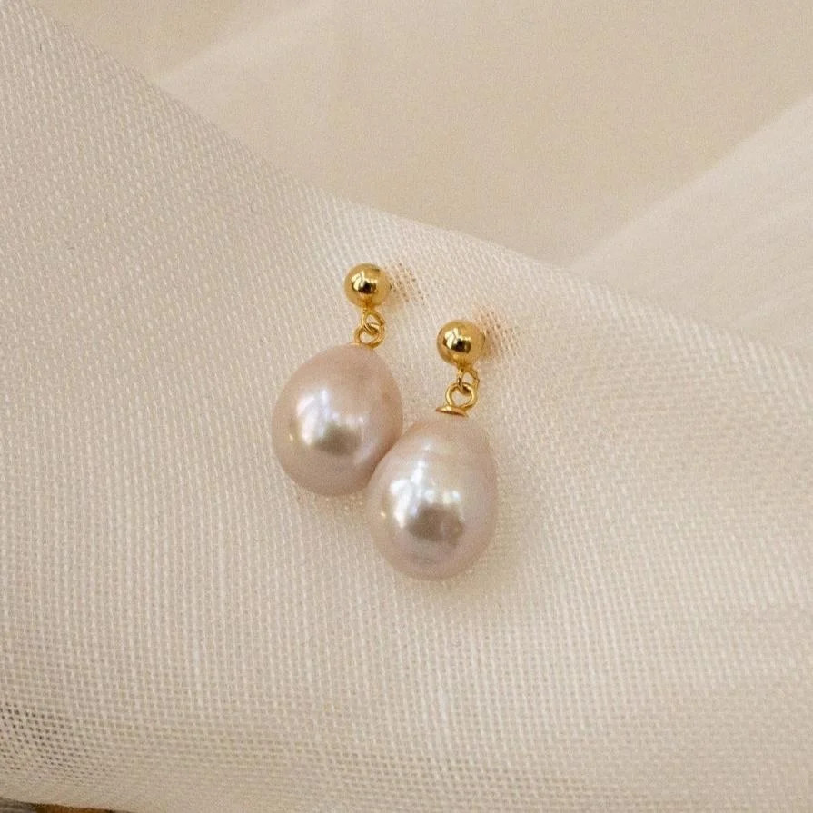 Baroque Drop Pearl Stud Earrings | Caitlyn Minimalist | Caitlyn Minimalist