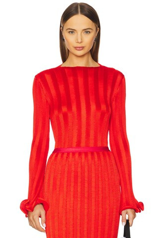 SIMKHAI Carys Mock Neck Top in Fiery Red from Revolve.com | Revolve Clothing (Global)