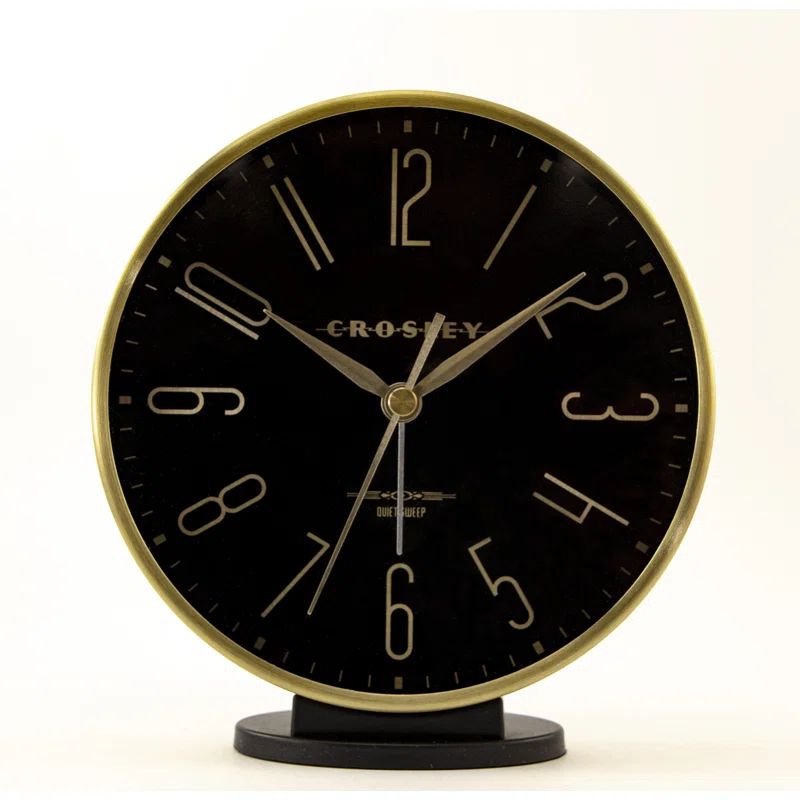 Crosley Analog Metal Quartz Movement / Crystal Tabletop Clock with Alarm in Black/Gold & Reviews ... | Wayfair North America