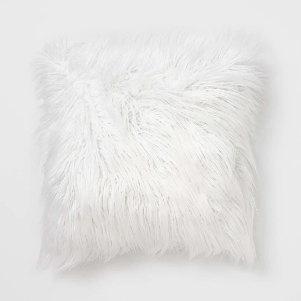 Dormify Faux Fur Throw Pillow | Dorm Essentials - White - Dormify | Dormify