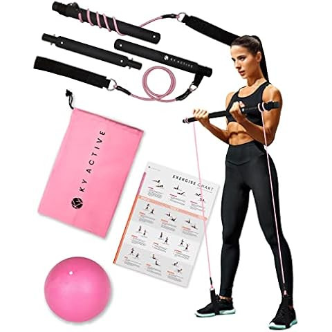 Pilates Bar Kit with Resistance Bands(4 x Resistance Bands),3-Section Pilates Bar with Stackable ... | Amazon (US)