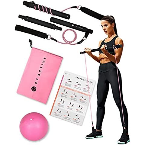 Pilates Bar Kit with Resistance Bands(4 x Resistance Bands),3-Section Pilates Bar with Stackable ... | Amazon (US)