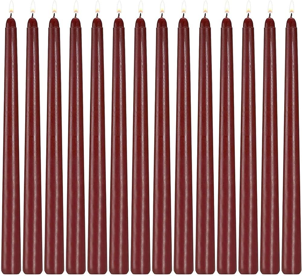 Howemon 14 Pack Dark Red Taper Candles 12 Inch Tall 3/4 Inch Thick Burn 10 Hours (Burgundy) | Amazon (US)