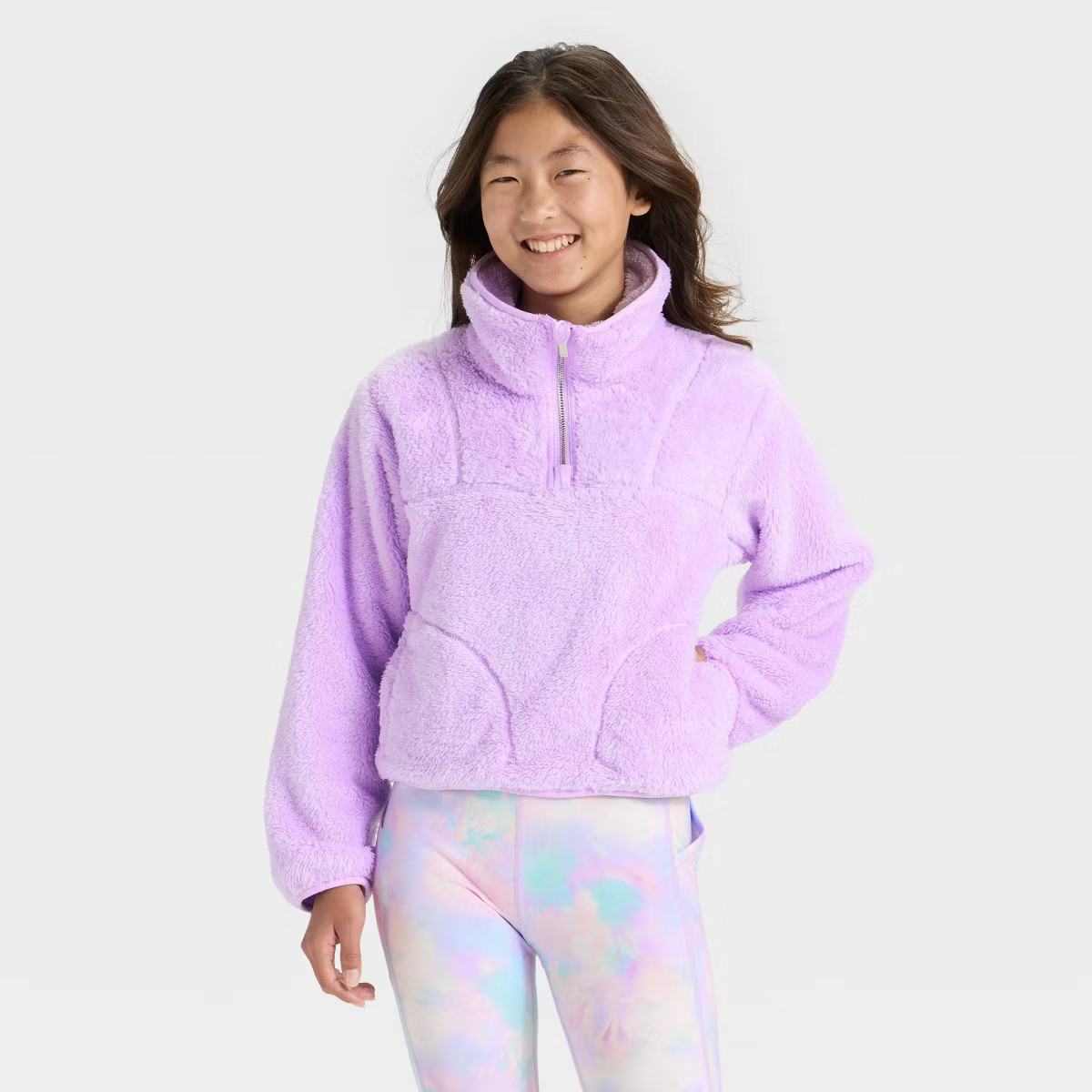 Girls' High Pile 1/2 Zip Pullover - All In Motion™ | Target