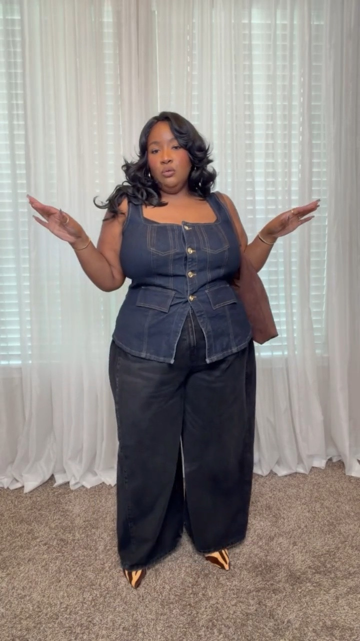 I have this corset in both animal print and this dark denim and love both of them! Paired this one with a printed mule for a color!

#LTKPlusSize #LTKMidsize #LTKootd