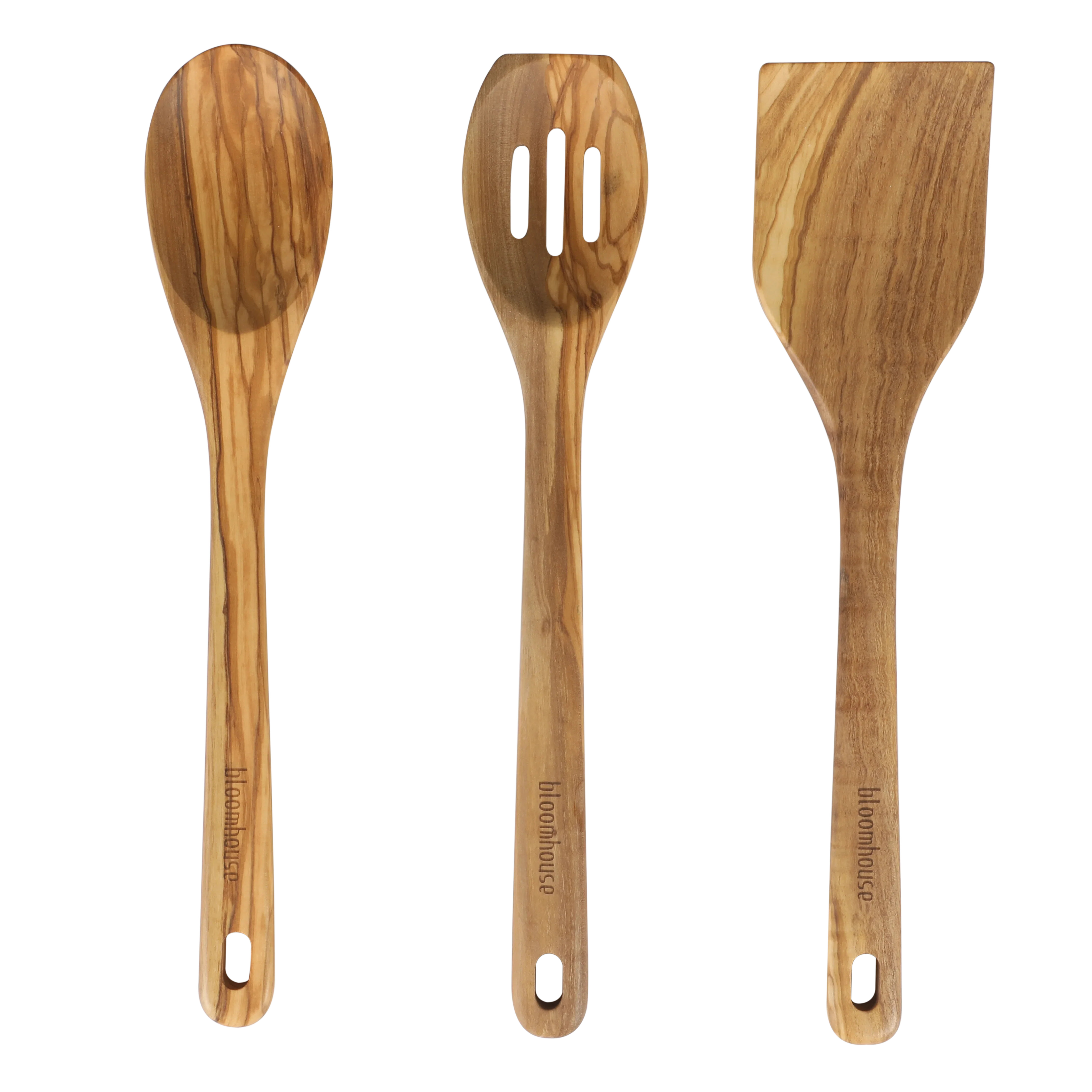 Bloomhouse Italian Olive Wood 3 Piece Extra-Large 14 Inch Turner, Spoon, and Slotted Spoon Set | Wayfair North America