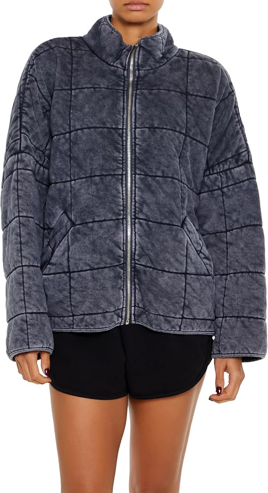 Forever 21 Women's Quilted Zip-up Jacket | Amazon (US)