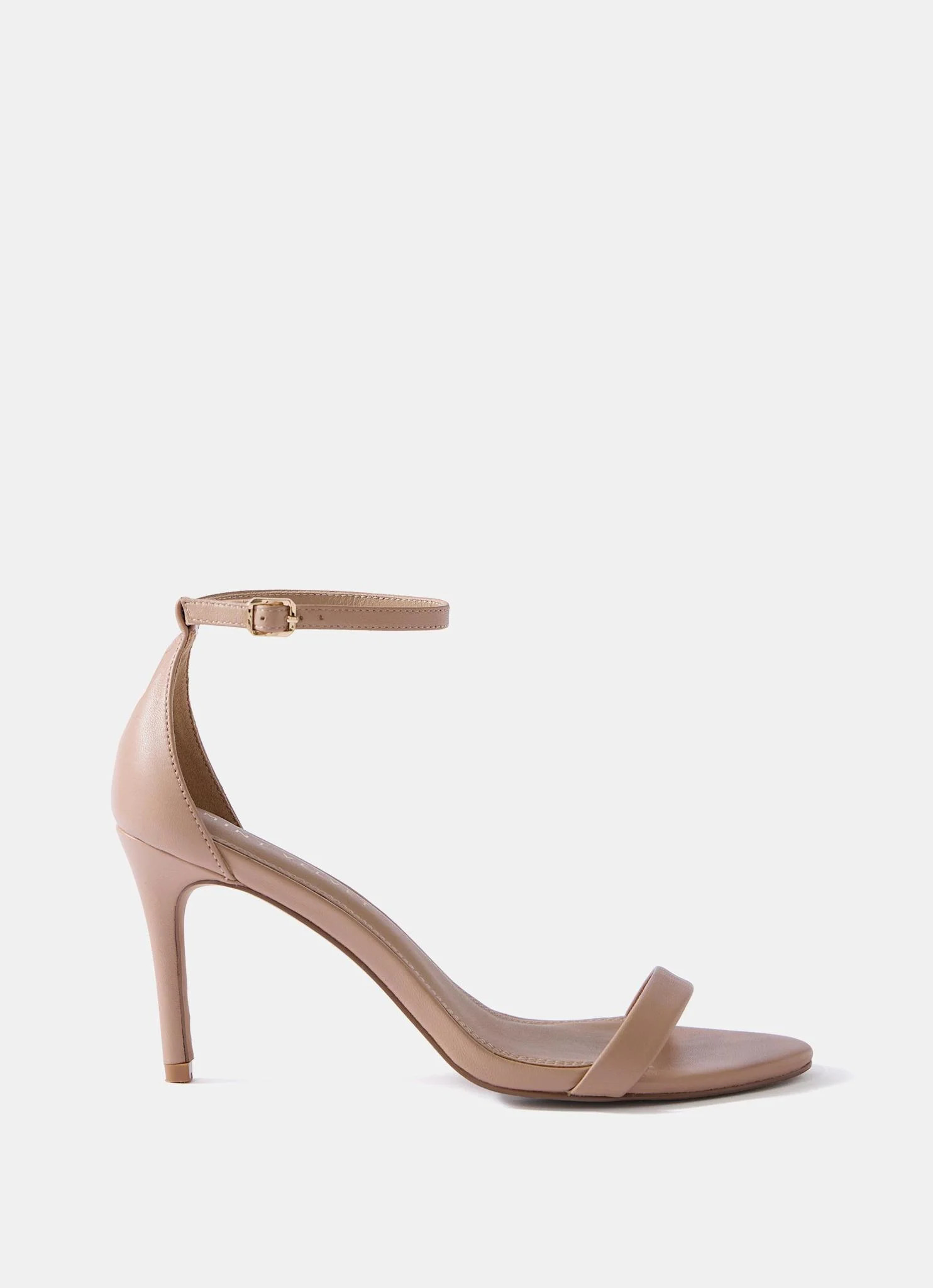 Skye Neutral Leather Strappy High Heels | Mint Velvet