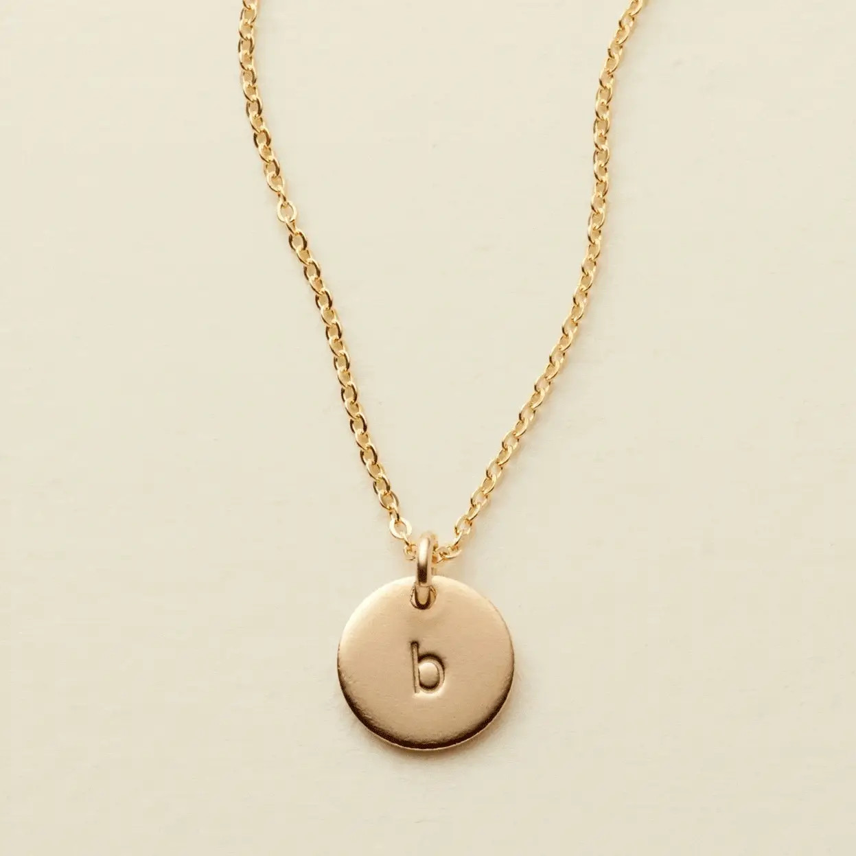 Made By Mary Initial Disc Necklace—3/8" | Hand Stamped, Stackable | Made By Mary