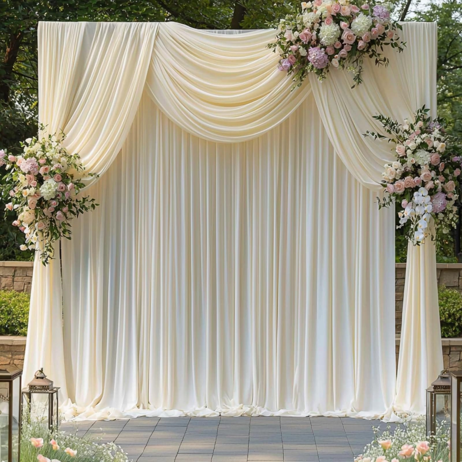 20ftx14ft Ivory Backdrop Curtains for Wedding-Wrinkle Free Backdrops Curtain Drapes Fabric Decora... | Amazon (US)