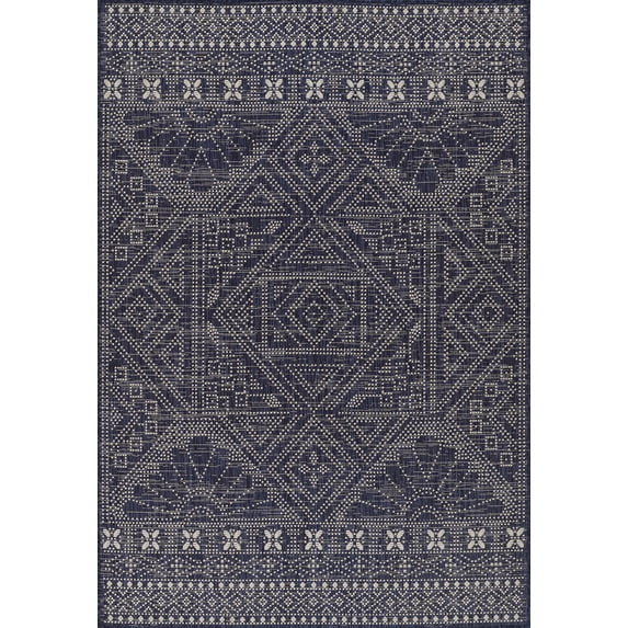 Momeni Riviera Transitional Navy Indoor Outdoor Rug 8' X 10' | Walmart (US)