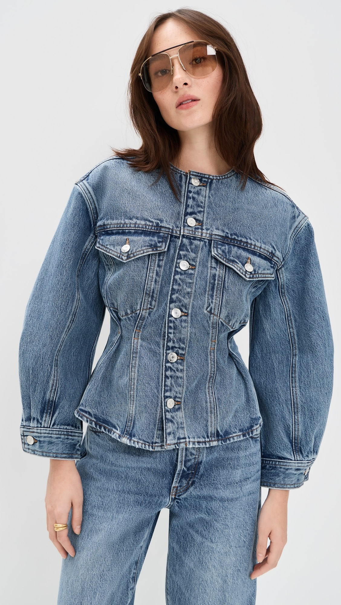 The Nipped Collarless Denim Jacket | Shopbop