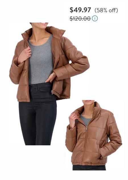 Faux leather puffer coat jacket 

#LTKstyletip #LTKSeasonal #LTKunder50