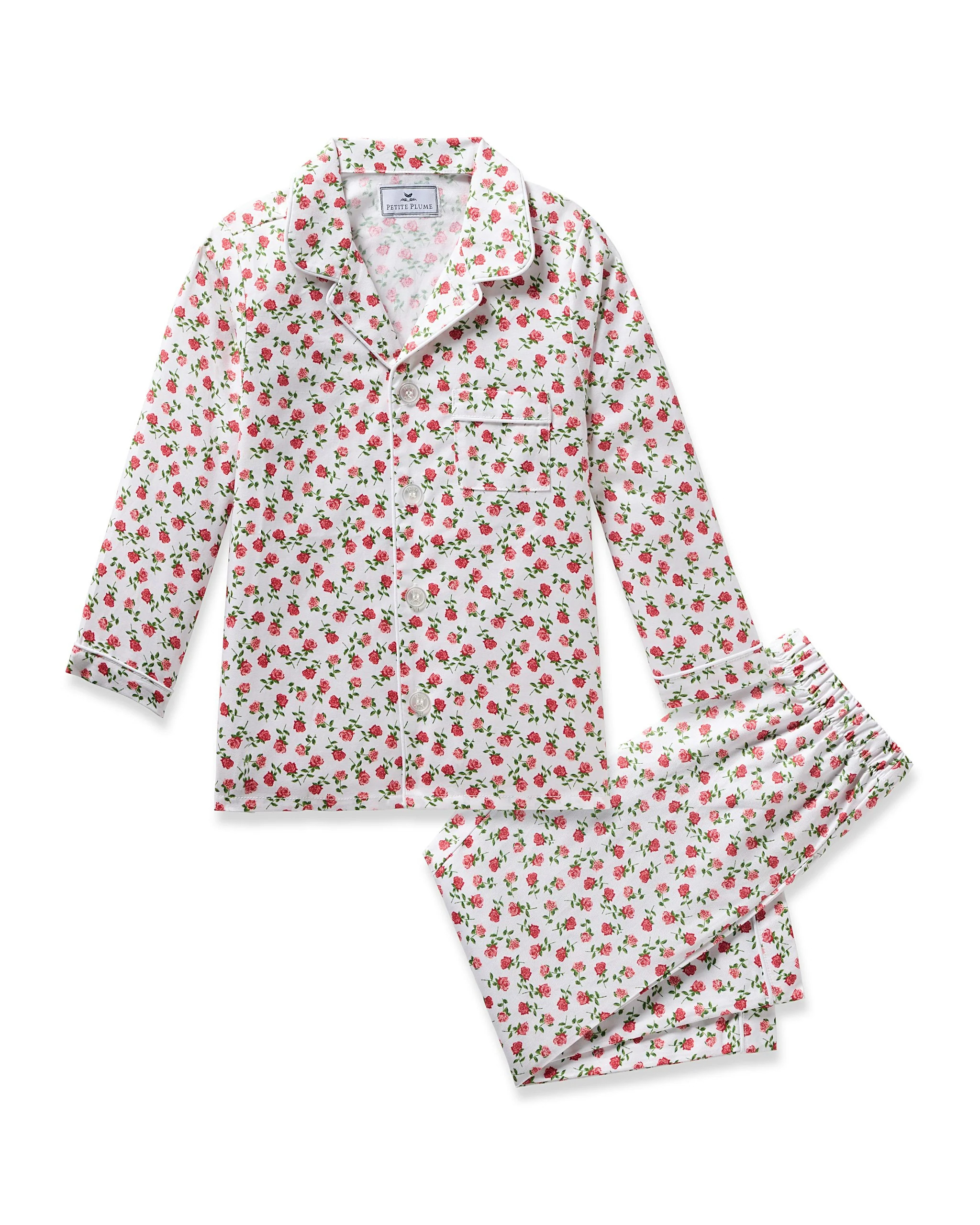 Kid's Twill Pajama Set in Petite Petals | Petite Plume