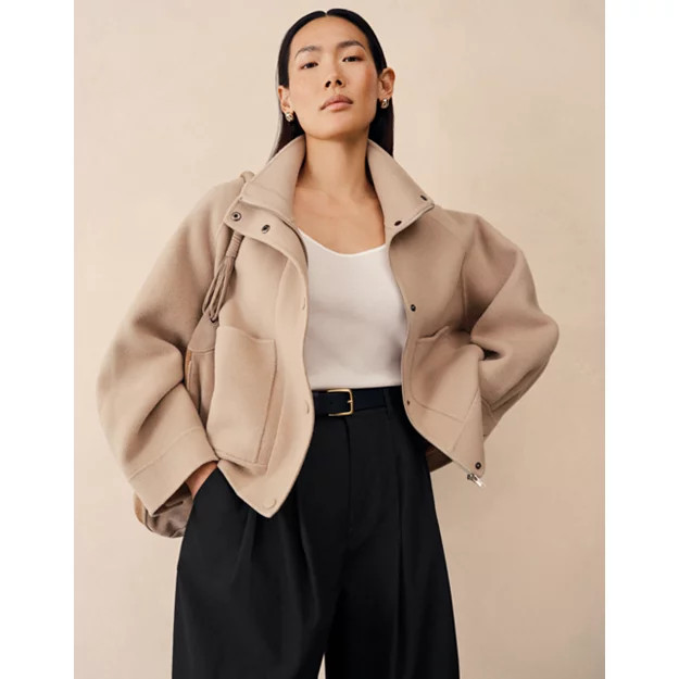 Wool Double Faced Cropped Jacket with Recycled Wool Blend | The White Company UK & ROW